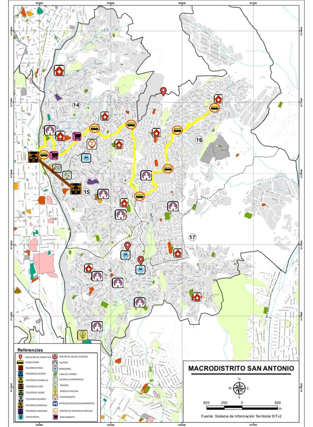 Mapa turístico del macrodistrito San Antonio