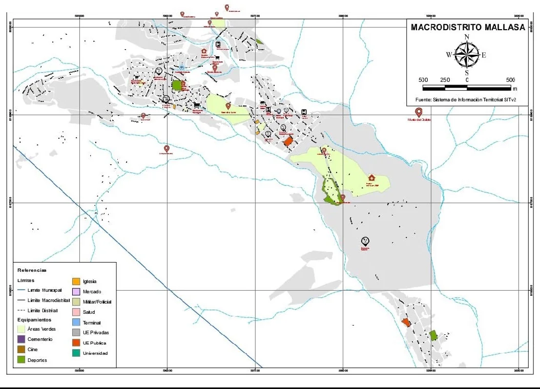 Mapa turístico del macrodistrito Mallasa