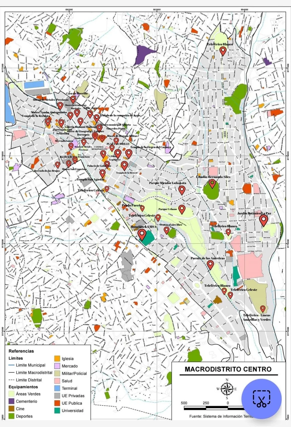 Mapa turístico del macrodistrito Centro