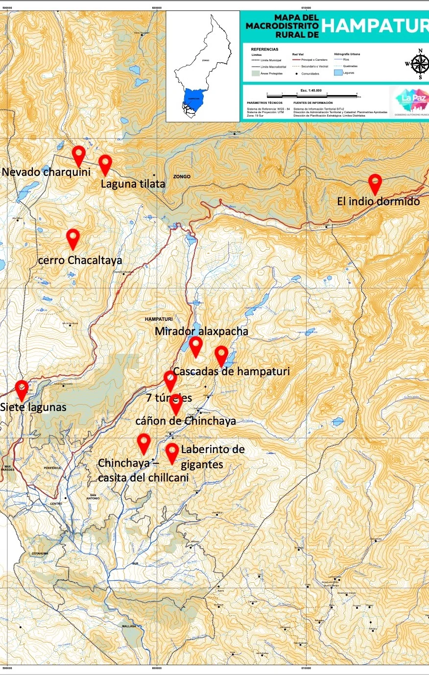 Mapa turístico del macrodistrito Hampaturi