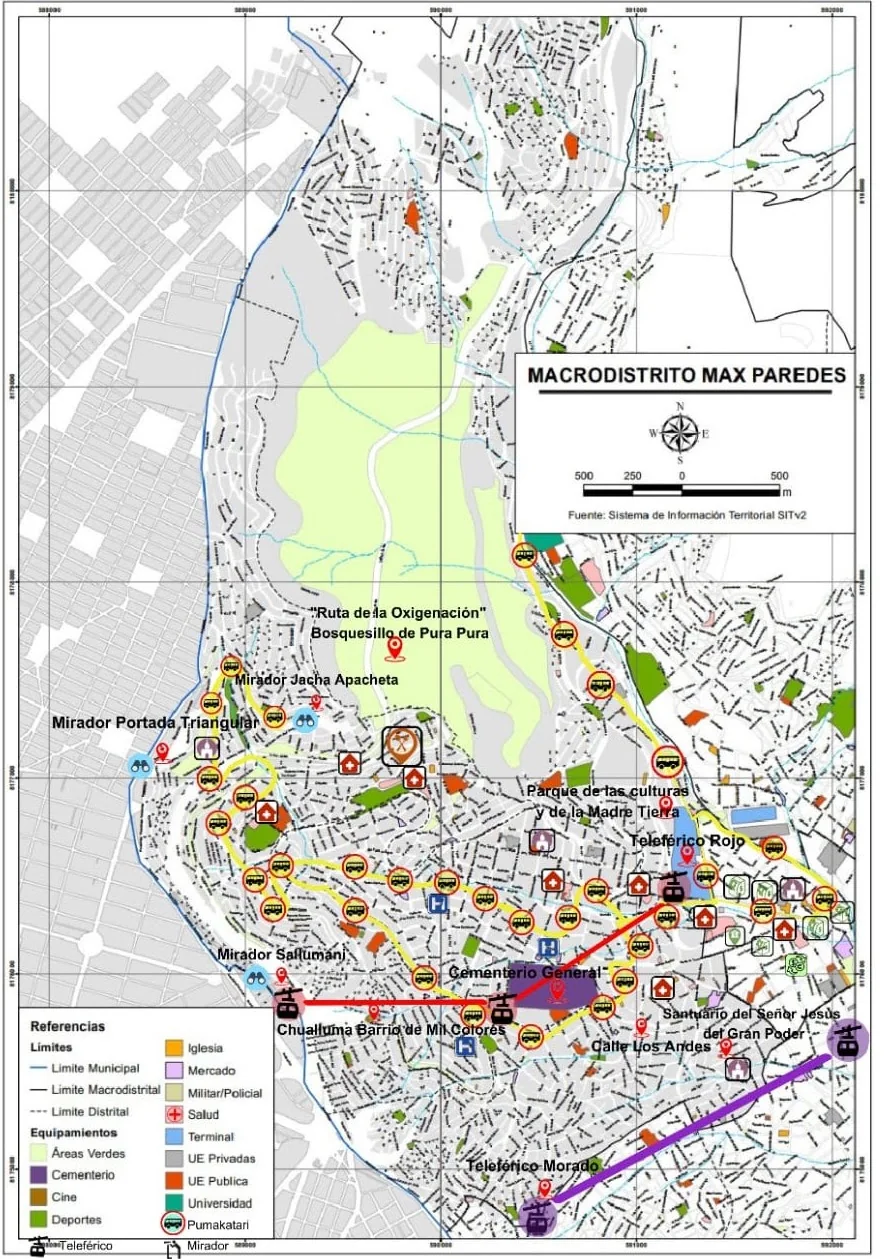 Mapa turístico del macrodistrito Max Paredes